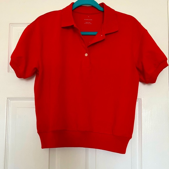 Everlane The Oversized Polo. Size XS. Goji Berry Red. - Picture 7 of 12